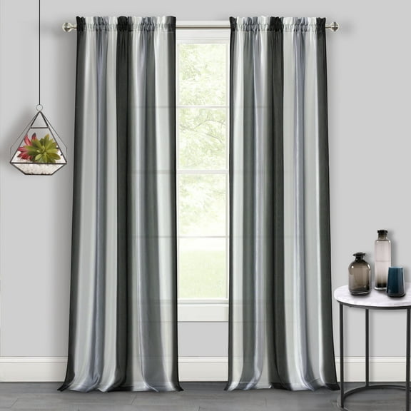Ergode Spectrum Rod Pocket Window Curtain Panel - 50x63 - Black/Silver