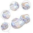 thumbnail image 7 of Toddler Girls Fisherman Sandals Butterfly Rhinestone T-Strap Closed Toe Flat Shoes Lightweight Adjustable Beach Shoes Silver 11 Little Kid, 7 of 7
