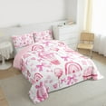 thumbnail image 3 of Homewish Pink Bow Rainbow 3-Piece Full Size Comforter Sets For Preppy Boys Girls,Dreamy Princess Bedding Comforter Set,Love Heart Stars Print Lightweight Bedding Sets,Ultra Soft Home Decor,Reversible, 3 of 8
