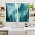 thumbnail image 2 of Teal Mountain Kitchen Curtains Window Panels, Misty Forest Nature Woodland Pine Tree Landscape Insulated Window Treatment Curtain, Grommet Curtains for Bedroom/Living Room/Bathroom, 2 Piece 52"Wx63"L, 2 of 8