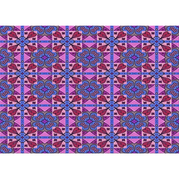 Ahgly Company Machine Washable Indoor Rectangle Transitional Dark Magenta Purple Area Rugs, 6' x 9'