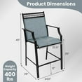thumbnail image 3 of Costway Outdoor Counter Stools Set of 2 with Footrest & Armrests Metal Frame for Backyard Blue, 3 of 8