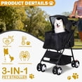 thumbnail image 3 of SuperDeal Folding Pet Stroller 3-in-1 Versatile Dog Jogger Stroller W/Detachable Carrier & Brakes for Small Dog Cat, Black, 3 of 17