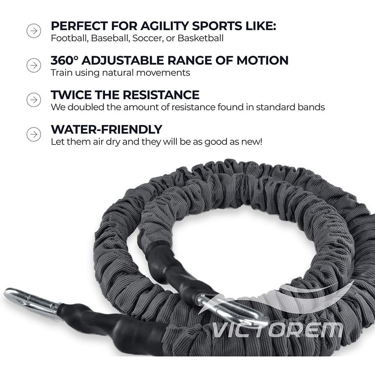 Victorem Training Bungee Cord Workout Equipment 80 Pound Resistance Running Band with Straps For Agility and Fitness Training 8 22 Foot Range