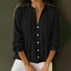 thumbnail image 2 of Tops de Manga Larga de las Mujeres de Color Sólido Casual con Detalle Del Botón Plisado, Blusa de Lino con Cuello en V para el Otoño Diario, 2 of 9