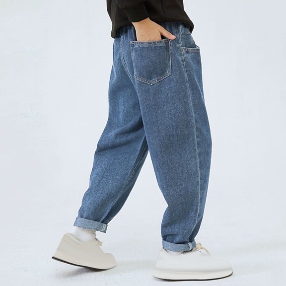 Juslio Boys Pants Solid Pockets JeansUre Ribbon Pocket Sports Jeans Blue