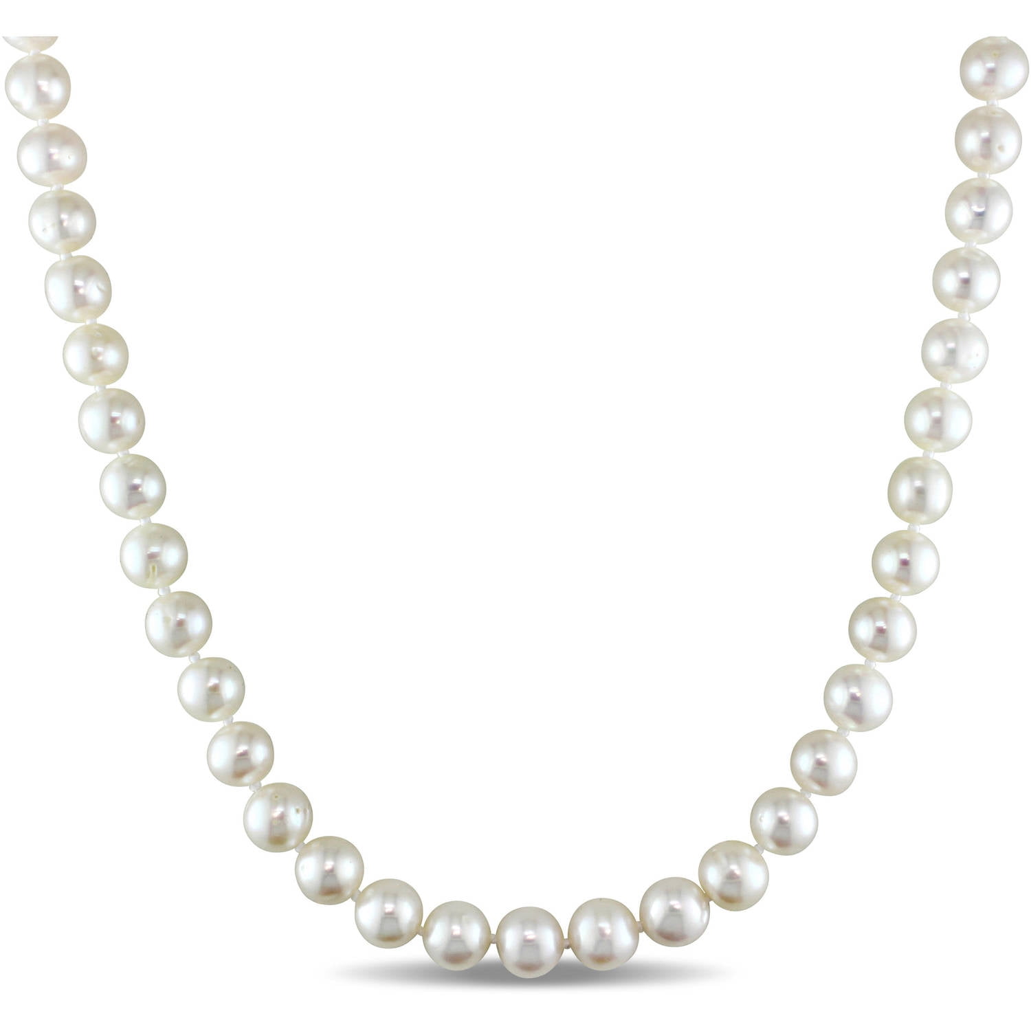 18" Inch 8-9mm Round White Pearl Necklace Lobster Clasp Cultured Freshwater 