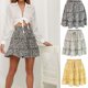 thumbnail image 5 of Falda plisada floral con volantes para mujer Minifalda acampanada con cintura plisada floral alta para niñas, 5 of 9