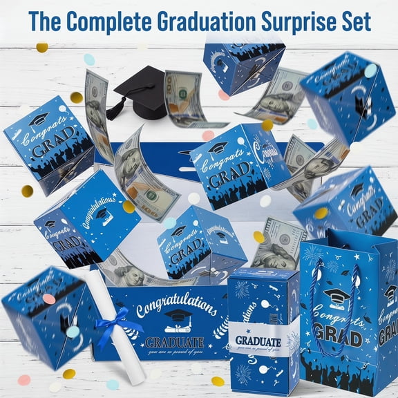 Graduation Gift Box, Card Box for Graduation Party, Decorations Box for Gift Favors Supplies(6PCS  Pop-up box   gift box   gift bag）