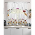thumbnail image 2 of Seasonal Botanical Blooms Kitchen Curtains Sets 36 Inch Length with Valance, Watercolor Floral Swag Valances and Tiers Curtain Set Drapes Swag Curtains for Living Room, Bathroom, Bedroom, Cafe, 2 of 6