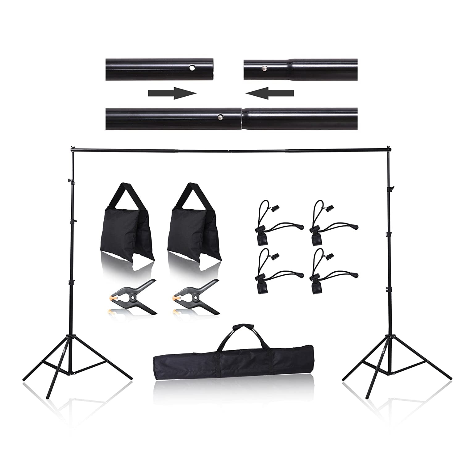 Heavy Duty Clip Adjustable Photography Muslin Background Support System 14pcs Emart 8.5 x 10 ft Photo Backdrop Stand with 4.5 inch Heavy Duty Spring Clamps and Background Clips 
