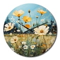 thumbnail image 2 of Designart "Golden Azure Ranunculus Sunlit Field" Floral Oversized Wall Clock, 2 of 5