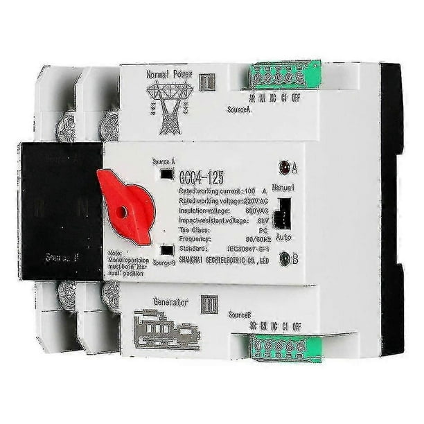 Single Phase Din Rail Ats 220v Pc Dual Power Automatic Transfer Switch 2p 100a Household Power Tran