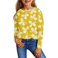 thumbnail image 2 of Inglocry Girls' ComfortSoft Round Neck Floral Graphic Tees Basic Long Sleeve Tee Fall Winter Tops For 5-14 Year Kids Orange 5-6Y, 2 of 6
