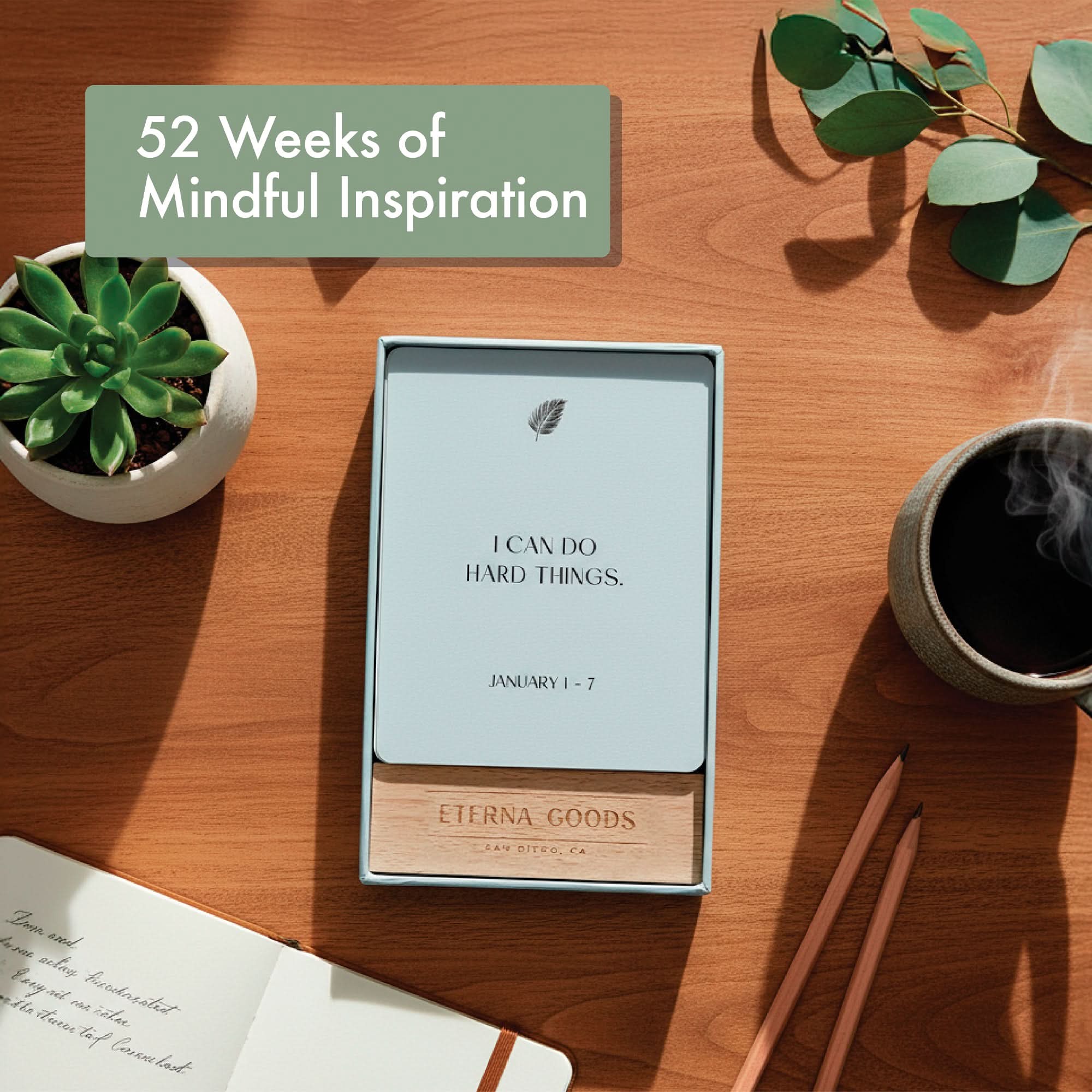 Positive Affirmation Cards Weekly Calendar | 52 Aesthetic Encouragement Mindfulness Desk Cards for Every Week of the Year,  Daily Self Mantras For Mental Wellness, Great Motivational Gift For Women &