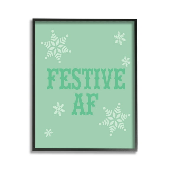 Stupell Industries Funny Festive AF Phrase Holiday Painting Black Framed Art Print Wall Art, 11 x 14