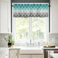 thumbnail image 2 of Hokiten Rod Pocket Curtain Valance, Teal Grey Ombre Morocco Pattern Farmhouse Window Valance for Living Room, Bedroom, Kitchen Modern Moroccan Geometric 60"W x 18"L, 2 of 8