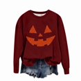 thumbnail image 4 of Sakmal Red Sweatshirts for Women Pullover Halloween Pumpkin Holiday Sweatshirts Loose Fit Fall Clothes 2025, 4 of 5