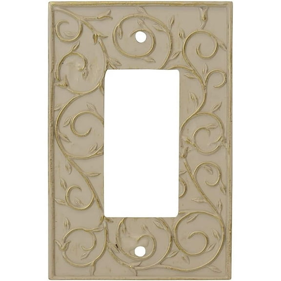 Meriville French Scroll 1 Rocker Wallplate, Single Switch Electrical Cover Plate, Ivory