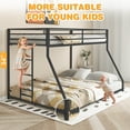 thumbnail image 3 of Sesslife Metal Twin Over Full Bunk Bed, Low Profile Metal Bunk Bed with Ladder and Full-Length Guardrail, Heavy-Duty Metal Low Bunk Beds For Teens Adults, No Box Spring Needed, Black, 3 of 10