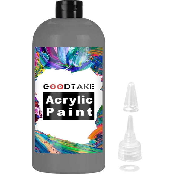 GOODTAKE Grey Acrylic Paint, Art Paint (200ml / 7oz) Bottle, Art Craft Paints for Canvas Painting, Canvas, Rock, Glass, Stone, Wood, Fabric, Art Supplies (Grey, 7 Fl Oz)