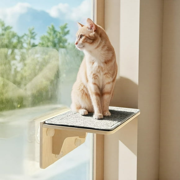 Repisa para Ventana de Gato Pecute 2-en-1 con Estantes de Pared y Hamaca