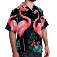 thumbnail image 2 of Flamingo Tropical Rainforest Men's Short Sleeve Hawaiian Shirt, Casual Printed Button Down Beach Tops for Summer, Spread Collar Mens Shirts Unisex, 2 of 6