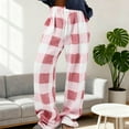thumbnail image 4 of Yteetum Women's Flannel Pajama Pants Oversized Elastic Waist Plaid Print Flannel Fuzzy Sleepwear Pj Pants Womens Casual Plus Size Loose Fleece Wide Leg Loungewear Pajamas Pants Fall Winter Clothes, 4 of 6