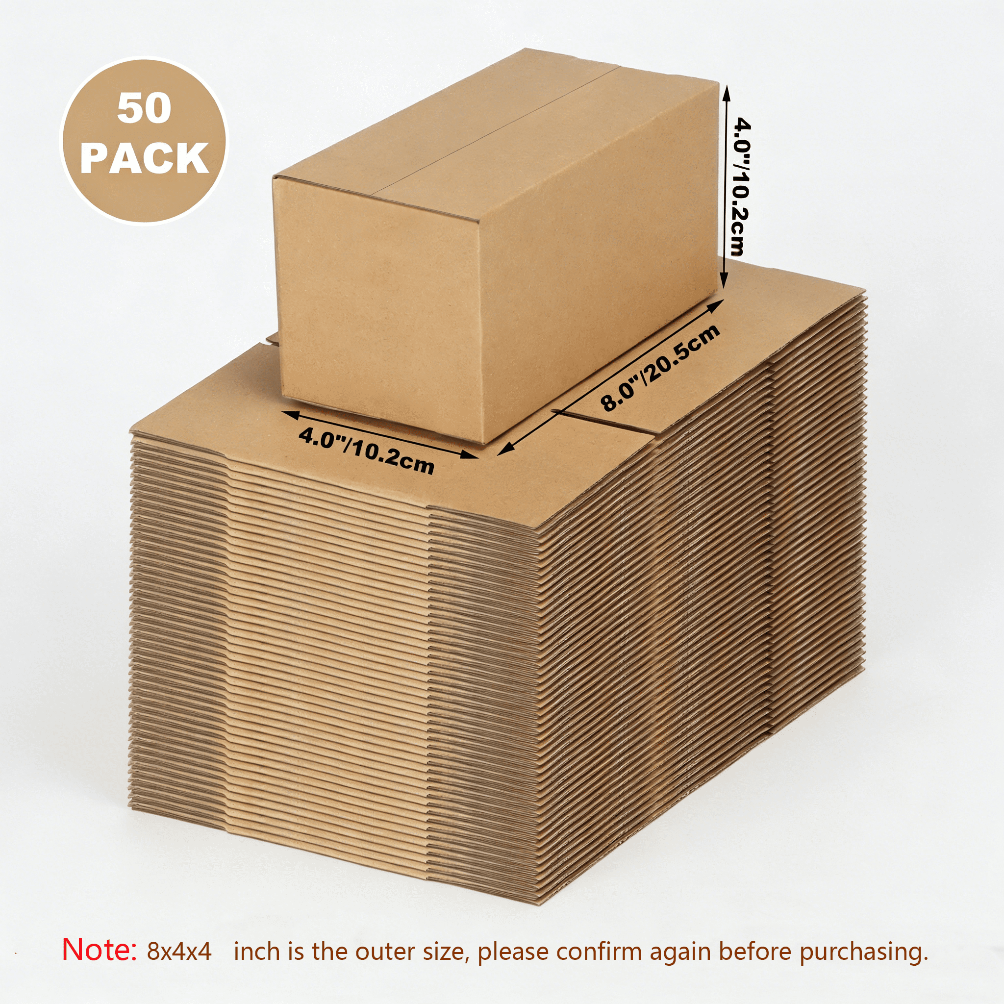 8x4x4 inches Small Shipping Boxes Set of 50, Corrugated Cardboard Boxes for Packing, Mailng, Moving, Brown