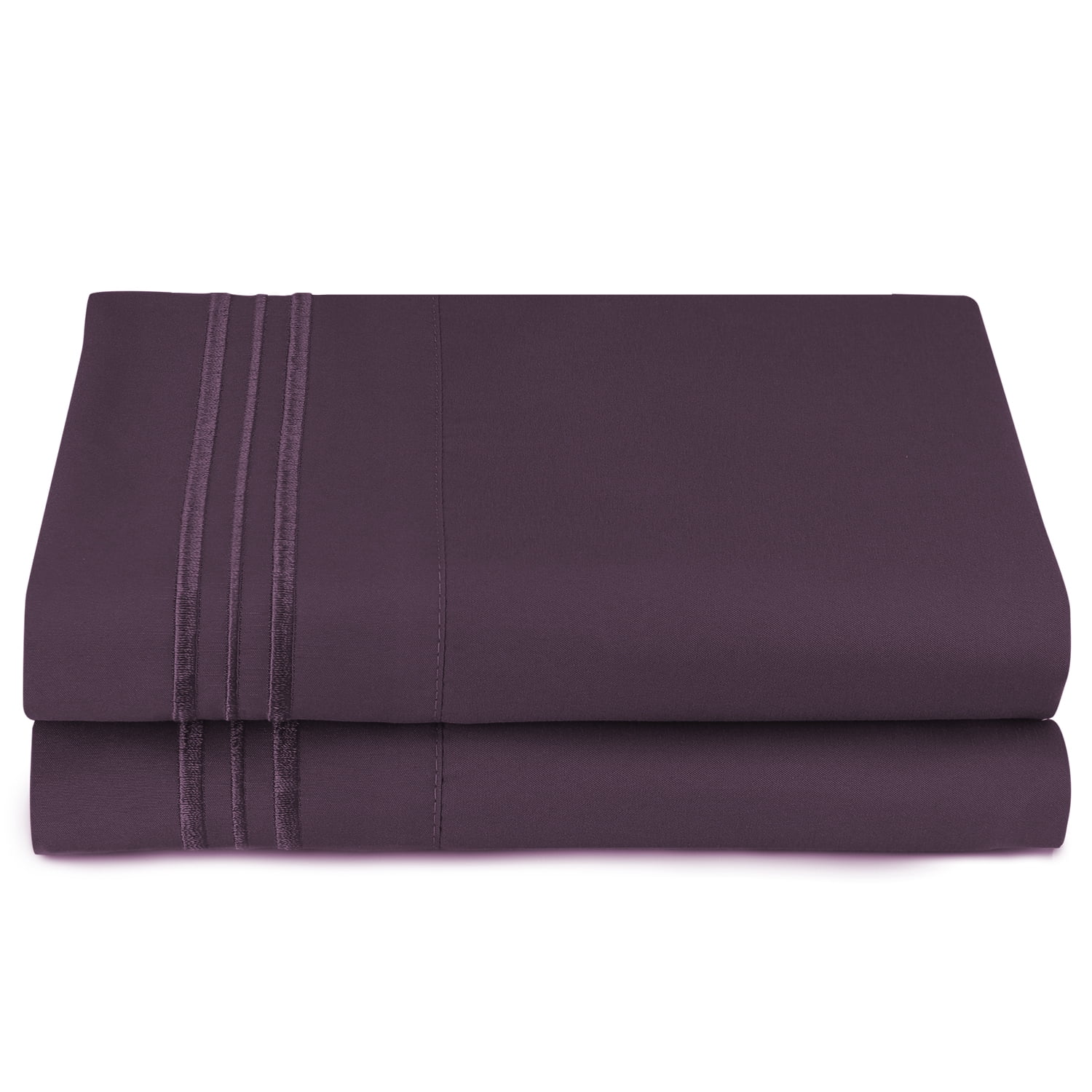 Clara Clark Pillow Cases Premier 1800 Microfiber Collection Pillow Case Set Of 2 Pieces, King Size, Purple Eggplant