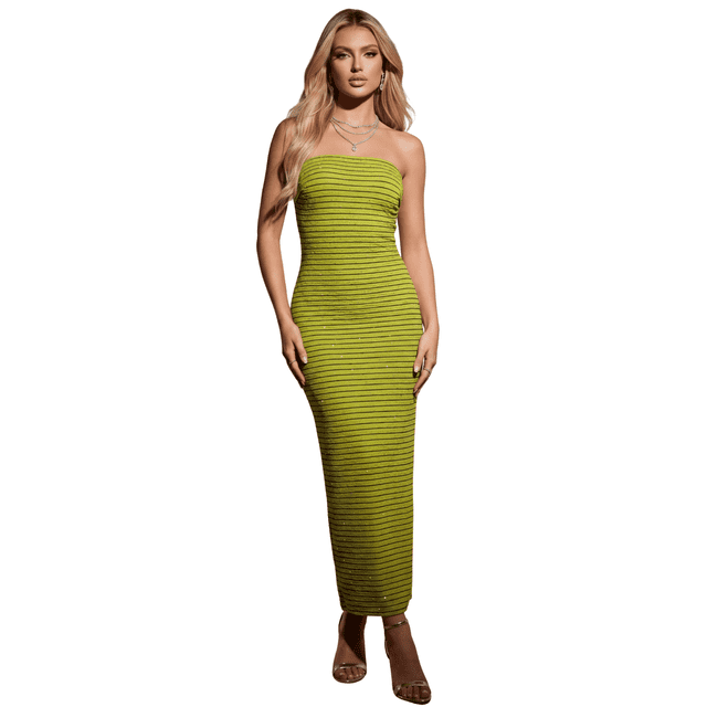 Vestido Largo Strapless Ajustado Unitalla, Elegante y Sofisticado para Mujer