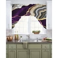thumbnail image 2 of Purple Marble Kitchen Swag Valances for Windows, Grey Gold Texture Vintage Farmhouse Art Swag Valances Curtains for Living Room, Rod Pocket Window Treatments for Bathroom, Bedroom, Cafe, 56"x36", 2 of 6
