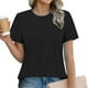 thumbnail image 2 of Blusas para mujer,Camisa informal de manga corta holgada para mujer, cuello redondo, tejido de poliéster, ideal para uso diario en primavera y verano, sopatenor, 2 of 9