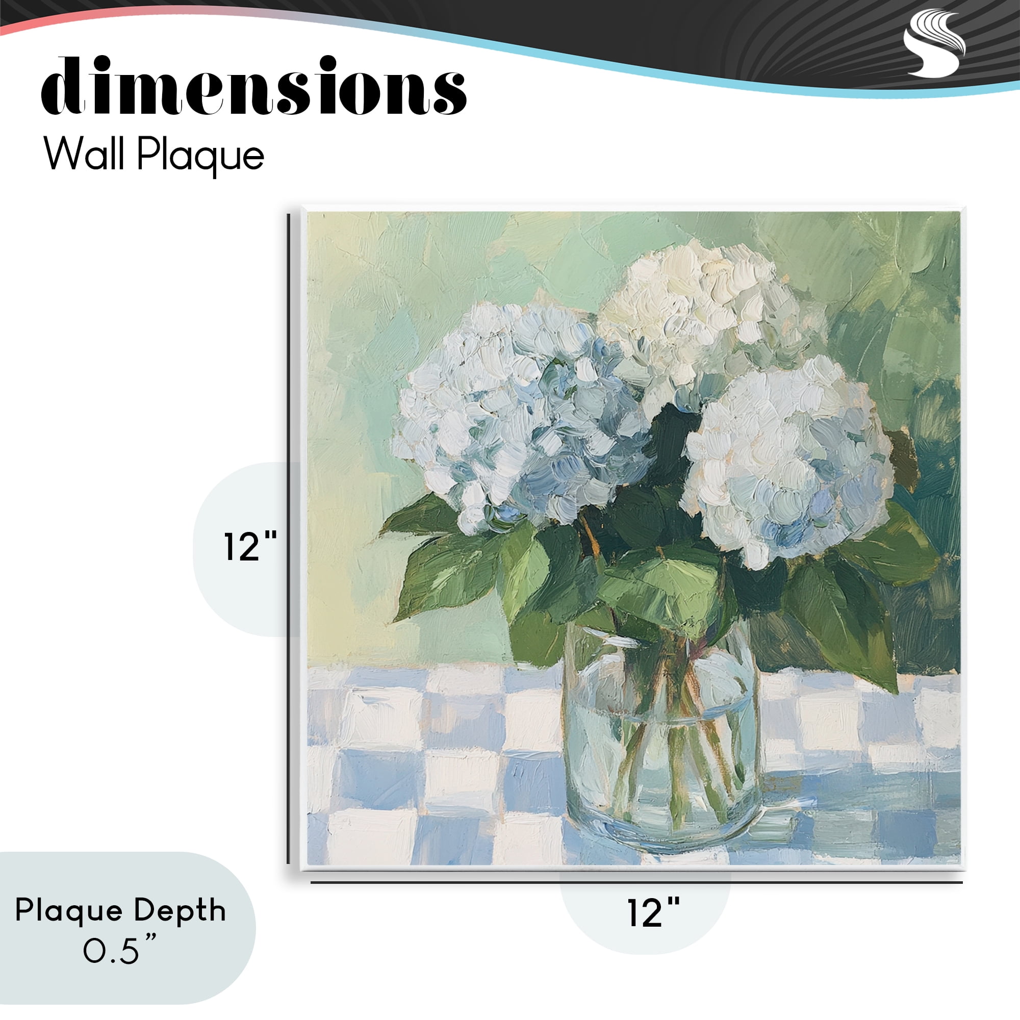 Stupell Industries Hydrangea Picnic on Checkered Wall Plaque Art, design by Petal Prints Design