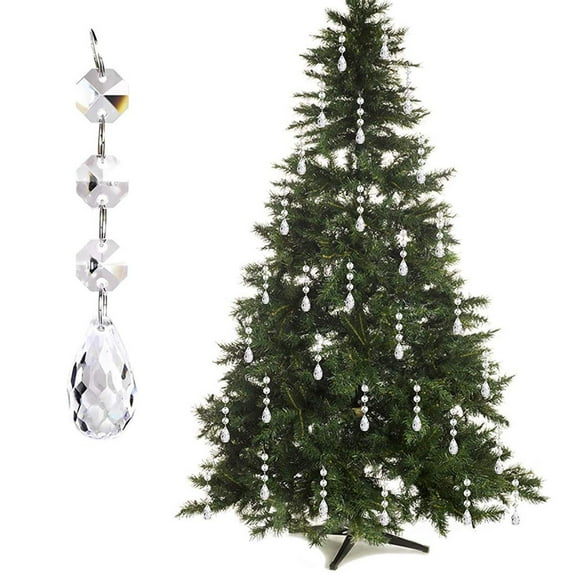 Olilia Christmas Ornaments Tree Decorations, 30Pcs Acrylic Clear Hanging for Centerpieces Teardrop Chandelier Garland Beads for Xmas Wedding Party Home Decor