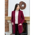 thumbnail image 3 of SAOL 100% Merino Wool Women's Aran Open Front Long Cardigan Sweater Irish Cable Knit Outdoor Coat with Hood Made in Ireland, 3 of 6