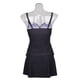 thumbnail image 5 of Traje de baño de dos piezas con estampado de rayas para mujer, parte superior, falda y parte inferior, ropa de playa, talla S, azul S, 5 of 9
