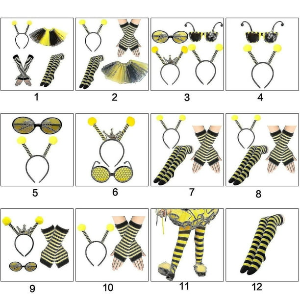 Disfraz Abeja Bebe Juego De Accesorios De Disfraz De Abeja, Diadema De Abeja, Gafas De Panal Y Guantes A Rayas Para Disfraz De Halloween Fato Carnaval Abelha