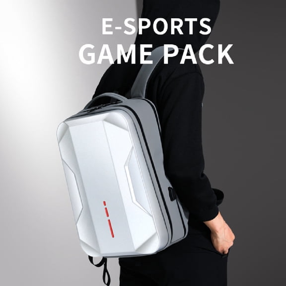Men's Plastic Men's Backpack Waterproof E-sports Student Hard Case Computer Bag For Work,Silver