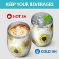 thumbnail image 4 of 12oz Stemless Wine Tumblers White Sunflower Sketch Pattern Vacuum Insulated Stainless Steel Travel Tumbler Cups Mug with Lid and Straw for Champaign,Cocktail,Beer with Cleaning Brush, 4 of 5
