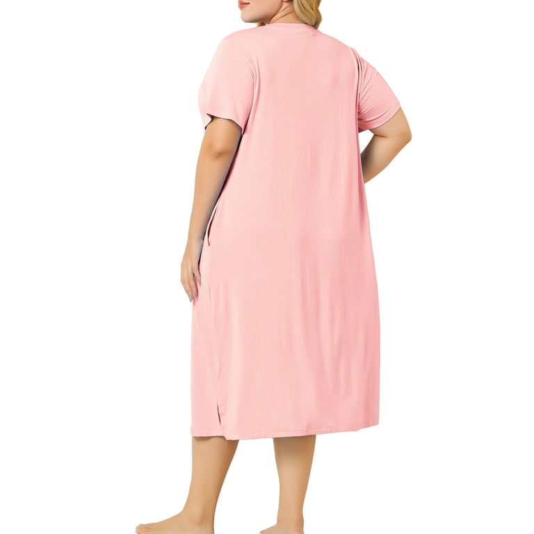 Unique Bargains Women s Plus Nightgown Short Sleeve Cat Print Nightshirt Walmart