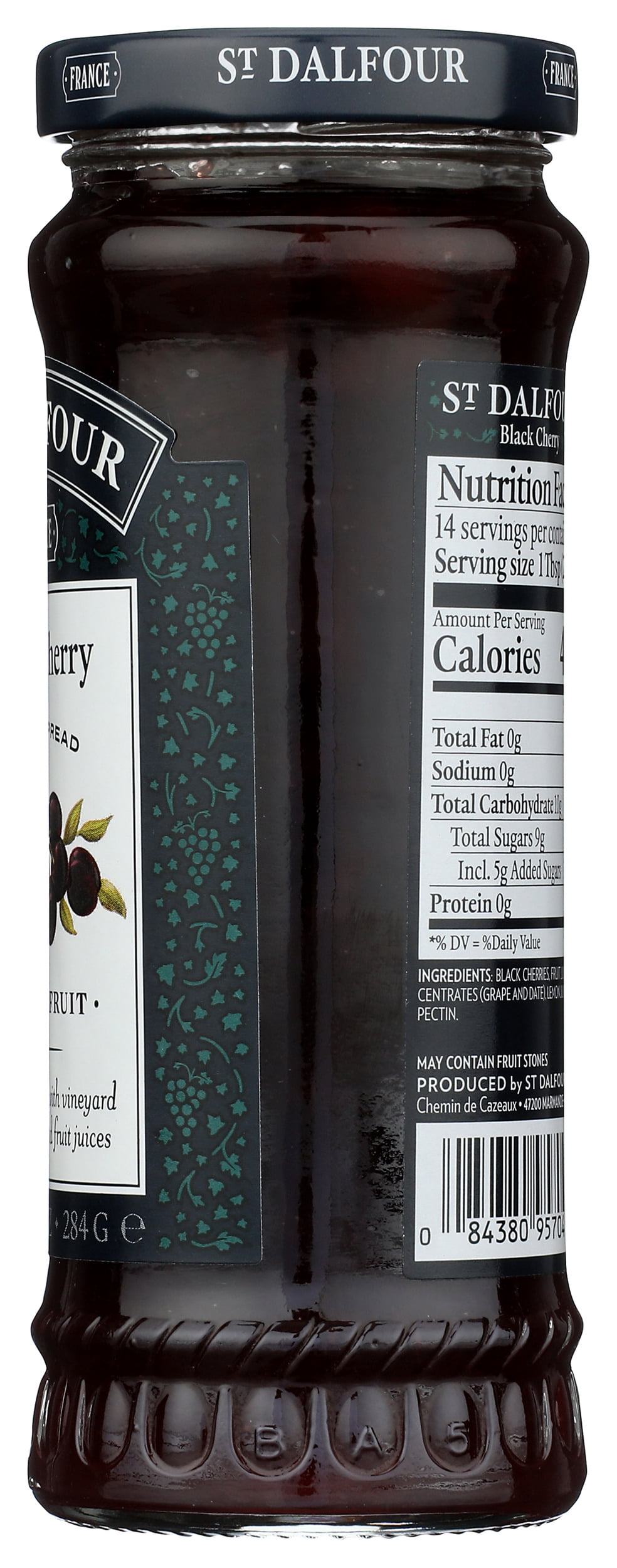 Pack of 6, St Dalfour Black Cherry Fruit Spread, 10 oz