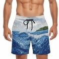 thumbnail image 5 of Men Beach Shorts Printed Straight Leg Drawstring Short Pants Summer Quick Dry Stylish Shorts with Pockets Multicolor 3 3XL, 5 of 5