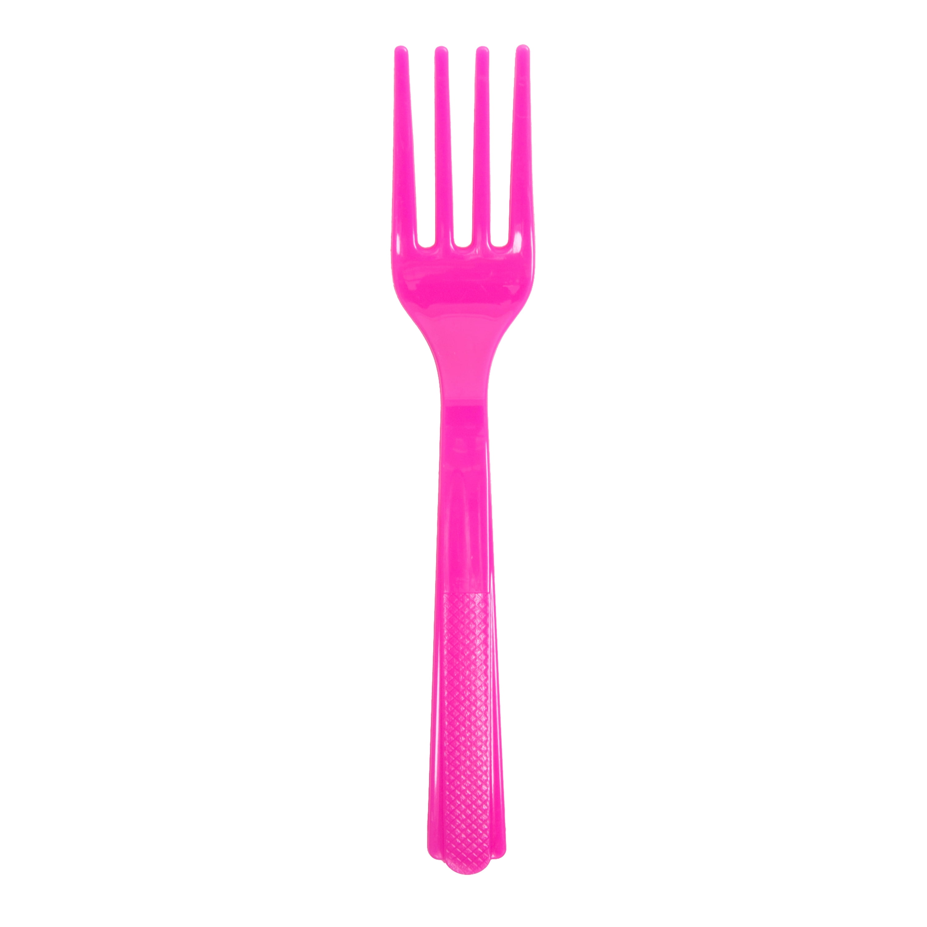 Way To Celebrate Plastic Forks, Neon Pink, 24ct