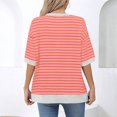 thumbnail image 4 of LYXSSBYX 3/4 Length Sleeve Womens Tops Womens Tops Casual Crewneck Middle Sleeve Striped Color Block Hem Trendy Pullover Shoulder Drop T Shirts Blouse, 4 of 6