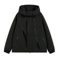 thumbnail image 2 of Maoxin Men's Jacket Men's Stitching Drawstring Hooded Slim Fashion Jacket Coat Outwear Plus Size Jacket for Men , Black , 4XL, 2 of 6