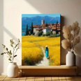 thumbnail image 6 of Provencal Blooming Village Walking Woman Canvas Print, Impressionist Countryside Home Bedroom Wall Decor Art, 6 of 8