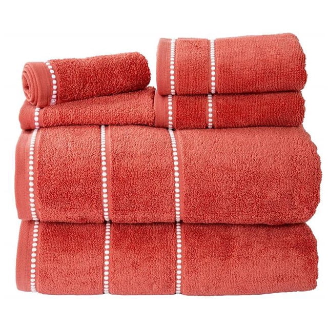 Quick Dry 100 Percent Cotton Zero Twist 6 Piece Towel Set - Brick