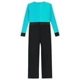 thumbnail image 4 of YiZYiF Kids Boys Long Sleeve Rhinestones Latin Dance Jumpsuit Figure Skating Leotard Dancewear Blue Green 6, 4 of 5