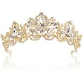 thumbnail image 2 of Tiara dorada, tiaras y coronas de boda para mujer, tiara de reina con diamantes de imitación para mujer, corona de princesa, tiara de cumpleaños, diademas para bodas, bailes, fiestas nupciales, disfra, 2 of 4